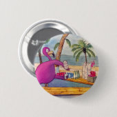 Wunderlicher rosa Flamingo gießt Button (Vorne & Hinten)