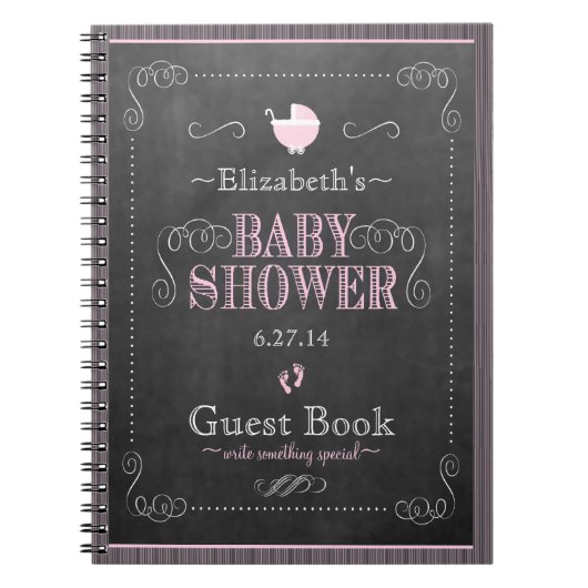 Wunderlicher rosa Tafel-BabypartyGuestbook Notizblock (Vorderseite)