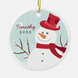 Wunderlicher Snowman-personalisierte Keramik Ornament