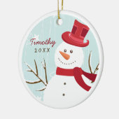 Wunderlicher Snowman-personalisierte Keramik Ornament (Links)