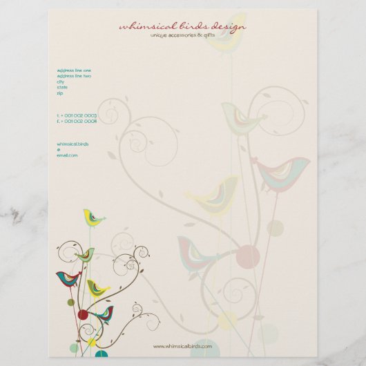 Wunderlicher Sommer-Vogel-Wirbels-moderne Briefbogen (Vorderseite)