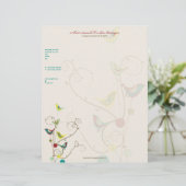 Wunderlicher Sommer-Vogel-Wirbels-moderne Briefbogen (Stehend Vorderseite)