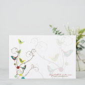 Wunderlicher Sommer-Vogel-Wirbels-moderne Briefpapier (Stehend Vorderseite)