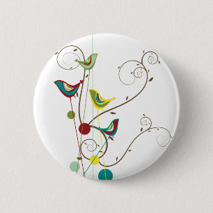 Wunderlicher Sommer-Vogel-Wirbels-moderne Button