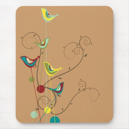 Wunderlicher Sommer-Vogel-Wirbels-moderne Mousepad (Vorne)