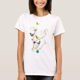 Wunderlicher Sommer-Vogel-Wirbels-moderne T-Shirt