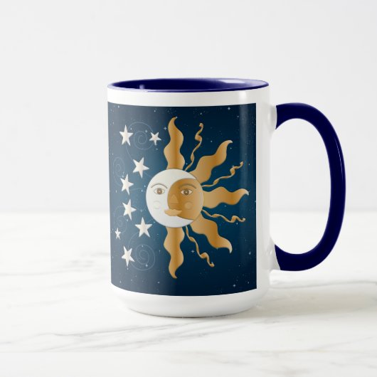 Wunderlicher Sun, Mond und Sterne Tasse (Rechts)