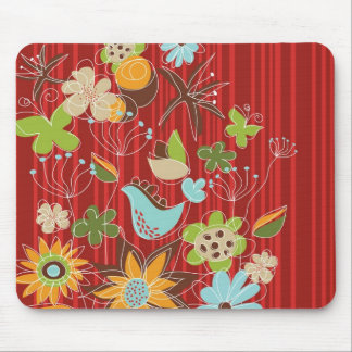Wunderlicher und schicker Blumengarten auf roten Mousepad