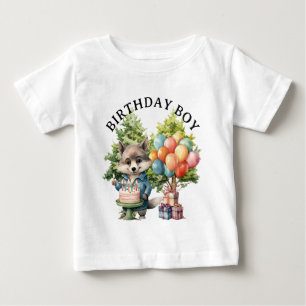 Wunderlicher Wasserfarben-Wald-Geburtstag Baby T-shirt