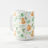 Wunderlicher Watercolor Foxes und verlässt Tasse | (Vorderseite Links)