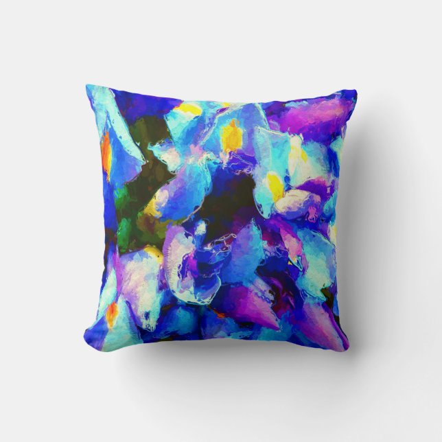 Wunderlicher Watercolor-lila Iris Kissen (Vorderseite)