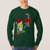 Wunderlicher Weihnachtsfrosch und Zuckerstange-T - T-Shirt (Vorderseite)