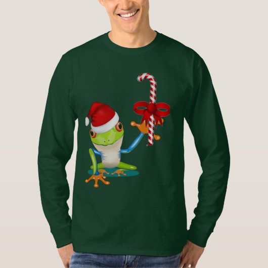 Wunderlicher Weihnachtsfrosch und Zuckerstange-T - T-Shirt (Vorderseite)