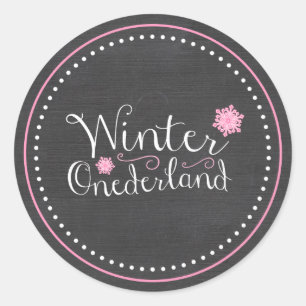 Wunderlicher Winter Onederland 1. Geburtstag Runder Aufkleber