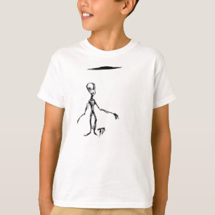 Wunderliches alien mit FliegenSaucer UFO T-Shirt