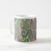 Wunderliches Aquarell: Rosa und hellgrünes Kaffeetasse (Vorderseite Links)