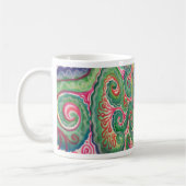 Wunderliches Aquarell: Rosa und hellgrünes Kaffeetasse (Links)