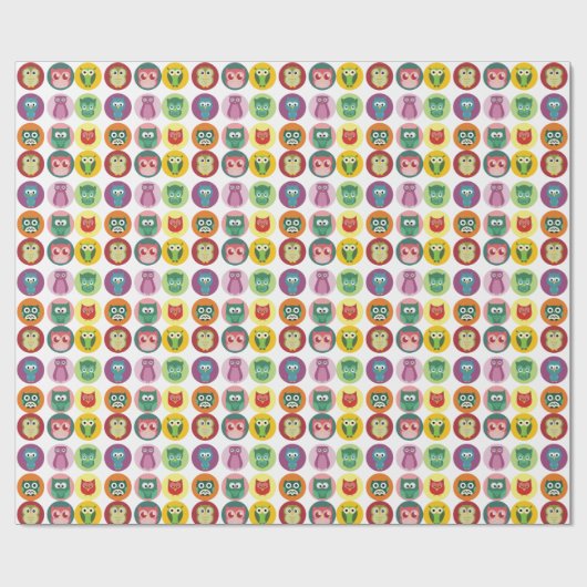 Wunderliches buntes Eulen-Muster Geschenkpapier (Flach)