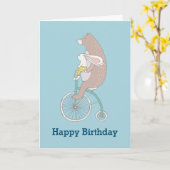 Wunderliches Häschen-und Bärn-alles Gute zum Karte (Gelbe Blume)