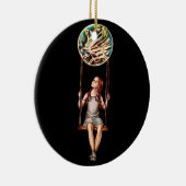 Wunderliches junges Mädchen, das auf Keramikornament (Rechts)