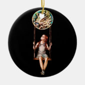 Wunderliches junges Mädchen, das auf Keramikornament (Vorne)