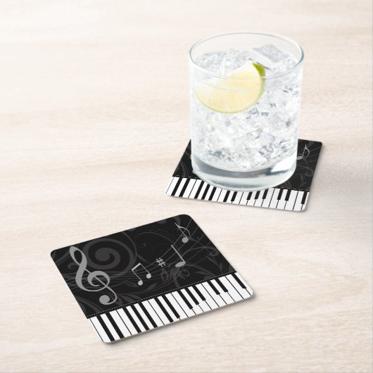 Wunderliches Klavier und musikalische Anmerkungen Rechteckiger Pappuntersetzer (Vor Ort)