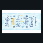 Wunderliches Licht und Frieden Chanukkas Rechteckiger Aufkleber<br><div class="desc">Eine jüdische Chanukka-Themakarte mit einem menorah, Davidsstern Und Driedel. Der Text liest den Wunsch Ihnen des Lichtes u. des Friedens glückliches Chanukka. Der Hintergrund ist ein hellblauer Watercolor Washington besonders anfertigen diesen Aufkleber mit einer kurzen Mitteilung, zwei Linien werden zur Verfügung gestellt für Personifizierung. Diese Aufkleber sind für verpackengeschenke nett....</div>