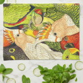 Wunderliches Natur-Grün plappert Vogel-Muster nach Handtuch (Gefaltet)