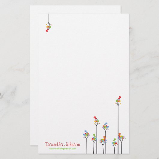 Wunderliches niedliches tweeten Vogel-bunte Briefpapier (Vorne/Hinten)