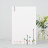 Wunderliches niedliches tweeten Vogel-bunte Briefpapier (Stehend Vorderseite)