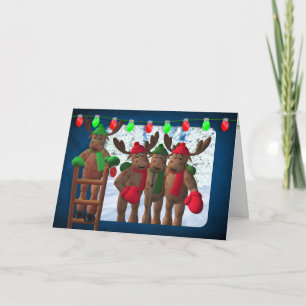 Wunderliches Ren: Weihnachtsschablonen-Karte Feiertagskarte