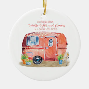 Wunderliches Retro Camper-Wohnwagen-Freund-Zitat Keramik Ornament