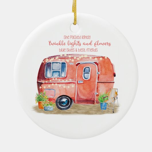 Wunderliches Retro Camper-Wohnwagen-Freund-Zitat Keramik Ornament (Hinten)