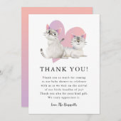 Wunderliches rosa Kätzchen paart Babyparty Dankeskarte (Vorne/Hinten)