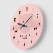 Wunderliches rosa Schwein-niedliches Vieh Große Wanduhr (Winkel)