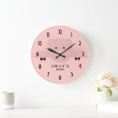 Wunderliches rosa Schwein-niedliches Vieh Große Wanduhr (Zuhause)