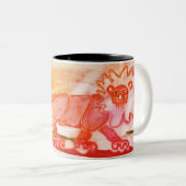 wunderliches rotes Löwekaffee-Tassen-Waldtier Zweifarbige Tasse (VorderseiteRechts)