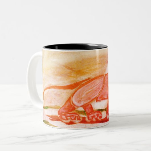 wunderliches rotes Löwekaffee-Tassen-Waldtier Zweifarbige Tasse (Vorderseite Links)