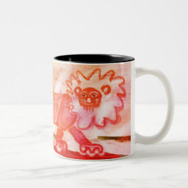 wunderliches rotes Löwekaffee-Tassen-Waldtier Zweifarbige Tasse