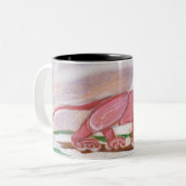 wunderliches rotes Löwekaffee-Tassen-Waldtier Zweifarbige Tasse (Vorderseite Links)