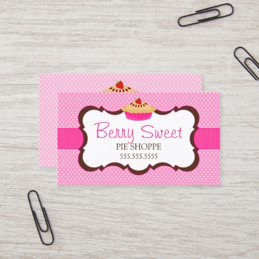 Wunderliches Torten-Bäckerei-Rosa Visitenkarte (Vorderseite/Rückseite Beispiel)