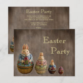 Wunderliches Vintages Osterhasen-Ostern-Party Einladung (Vorne/Hinten)