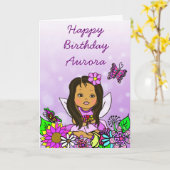 Wunderliches Volkskunst-feenhaftes Mädchen-alles Karte (Gelbe Blume)