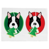 Wunderliches Weihnachten Bostons Terrier Große Geschenktüte (Rückseite)