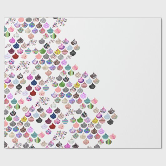 Wunderliches Zickzack ausgebogtes mit Blumenmuster Geschenkpapier (Flach)