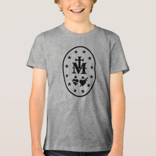 Wundermedaillon-Symbol Schwarze Jungfrau Maria Tri-Blend Shirt