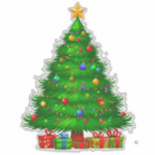 Wunderschön dekoriert Weihnachtsbaum Aufkleber (Vorderseite)