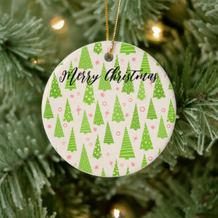 Wunderschön dekoriert Weihnachtsbaum Keramik Ornament