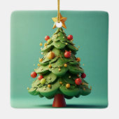 Wunderschön dekoriert Weihnachtsbaum Keramikornament (Rückseite)