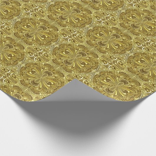 Wunderschön elegant simuliert "Gold" Geblüht Gesch Geschenkpapier (Ecke)